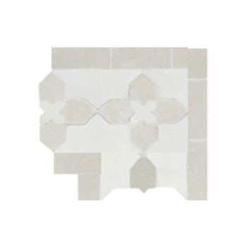 Mosaic House Moroccan tile Kmarshoun C Inside Corner 26-1 Polar White White  zellige, mosaic, zellij, border, glaze, traditional 